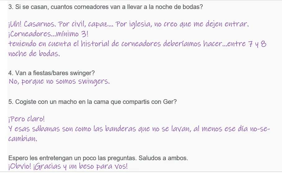 Las respuestas de mi novia infiel para ustedes!